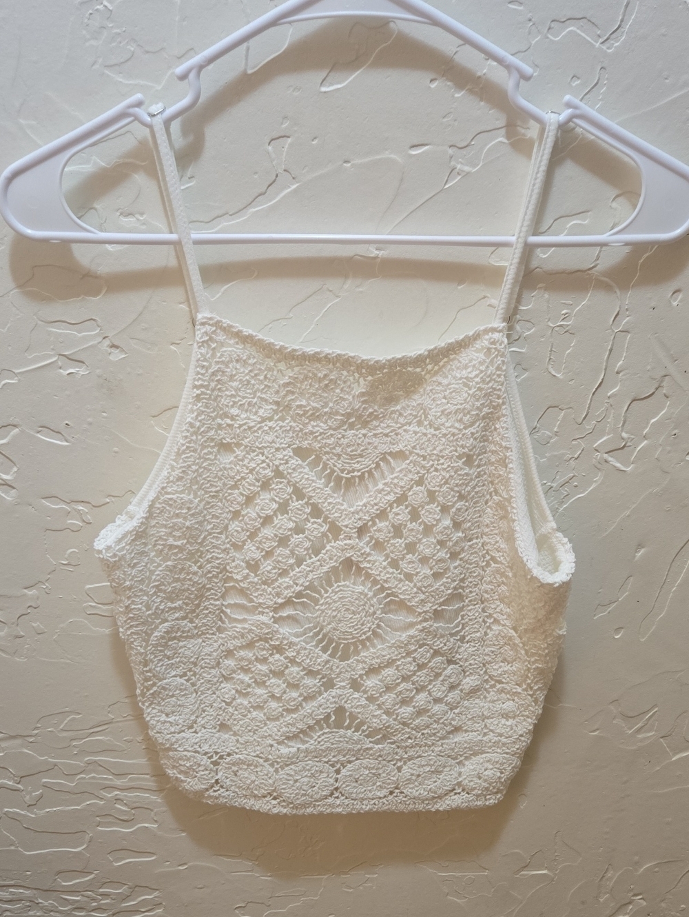 love on a hanger Ivory Crochet Lace Crop Camisole